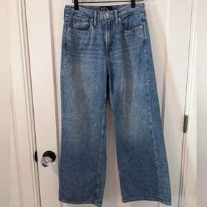 GAP Jeans Size 27/4R Womens High Rise Wide Leg Medium Wash Blue Denim 27 Inseam